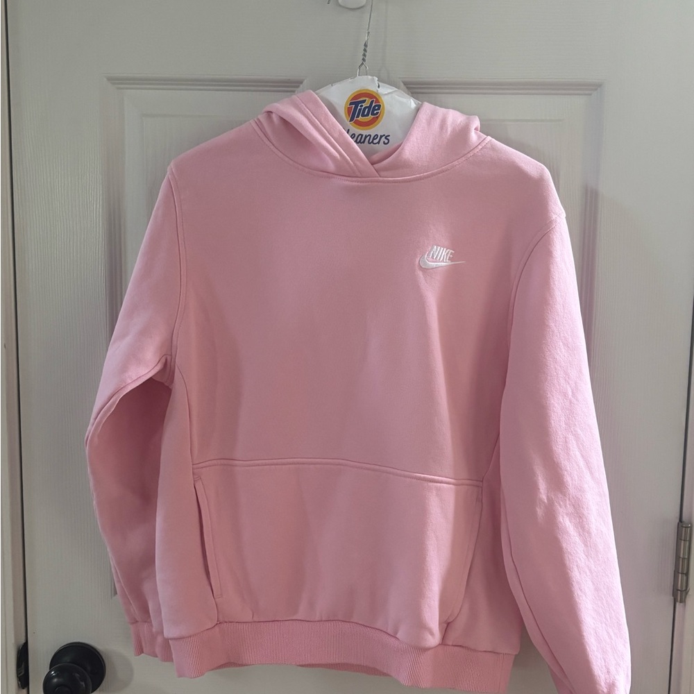Nike Soft Pink Fleece Hoodie with Black Swoosh